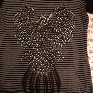 Black and grey striped long sleeve shirt